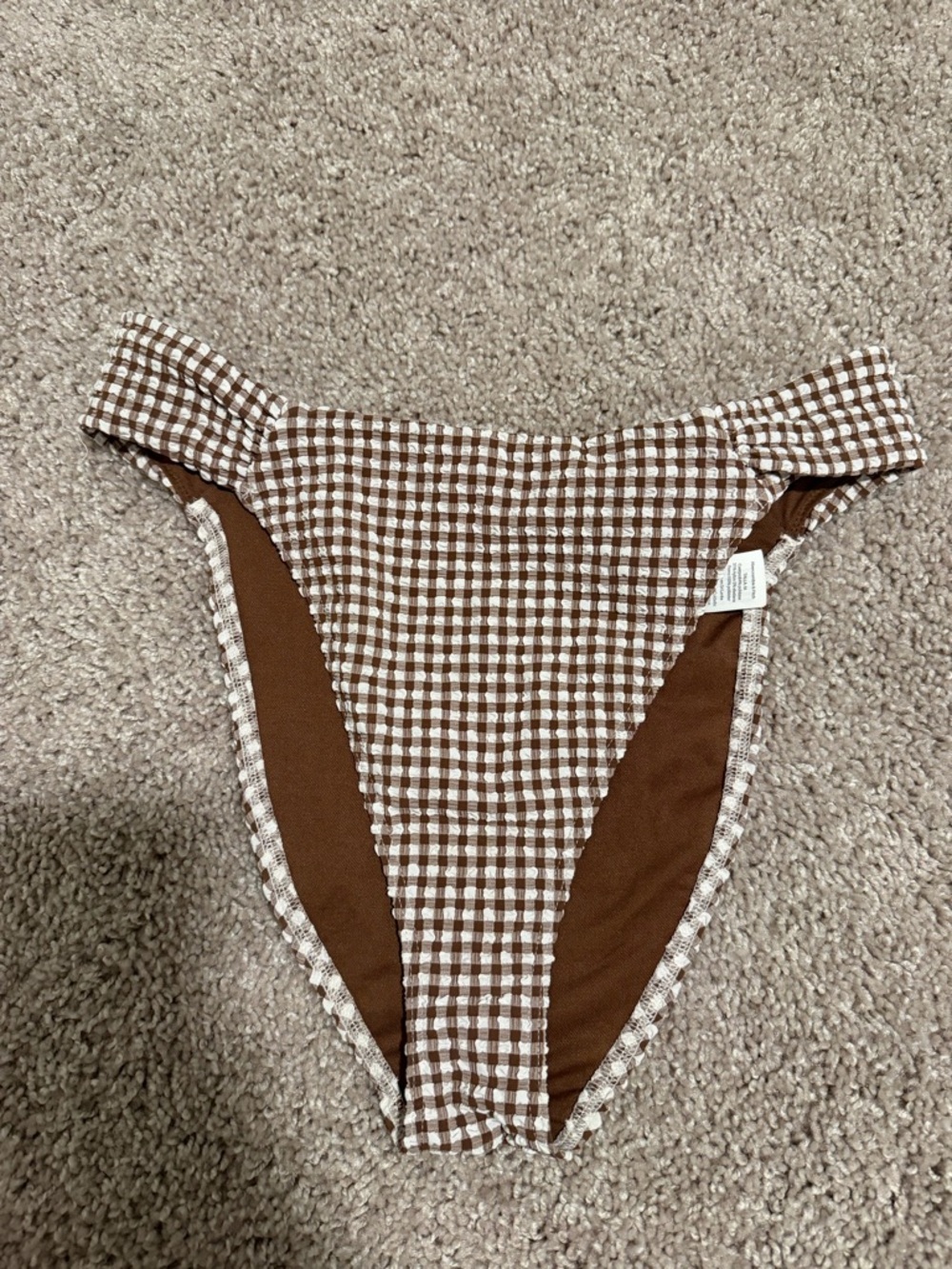 Abercrombie and Fitch Brown Gingham Bikini Bottom Moderate High Rise M